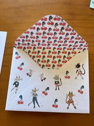 Tarjeta felicitación con sobre gatos