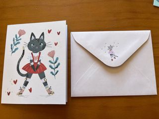 Tarjeta felicitación con sobre gatos