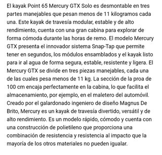 Kayak modular Mercury GTX.K1 y K2