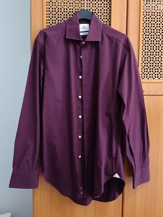 Camicia uomo bordeaux in misto cotone stretch