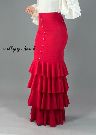 Falda flamenca roja sirena con volantes 38/40