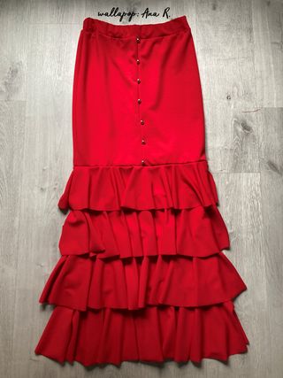 Falda flamenca roja sirena con volantes 38/40