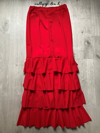 Falda flamenca roja sirena con volantes 38/40