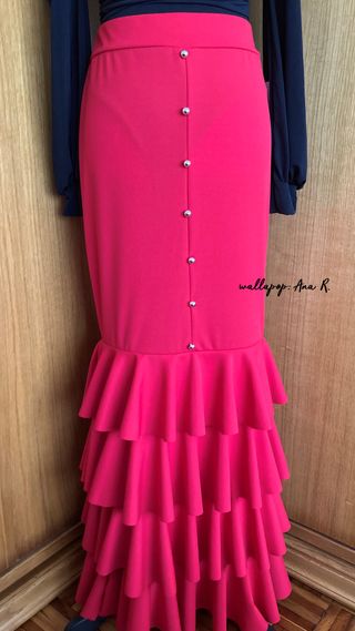 Falda flamenca roja sirena con volantes 38/40