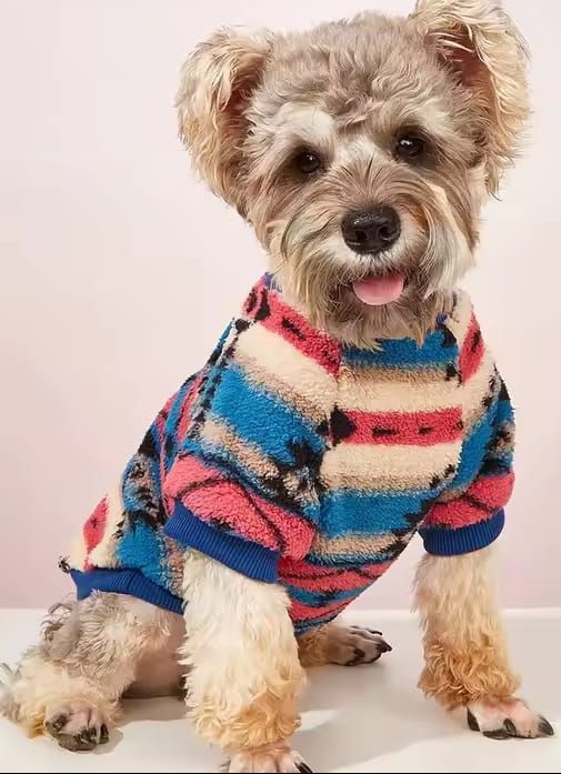 Sudadera de Poliéster y Felpa a Rayas para Mascota