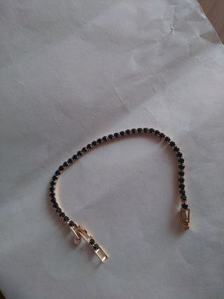 Z332 bracciale tennis inox oro pietre nero