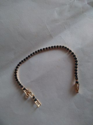 Z332 bracciale tennis inox oro pietre nero