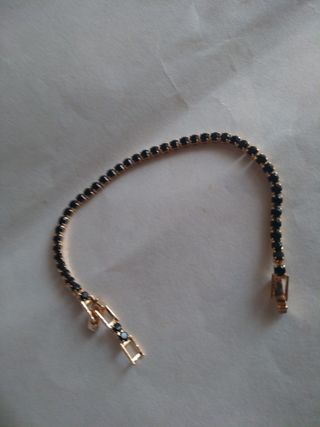 Z332 bracciale tennis inox oro pietre nero