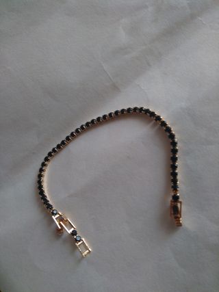 Z332 bracciale tennis inox oro pietre nero