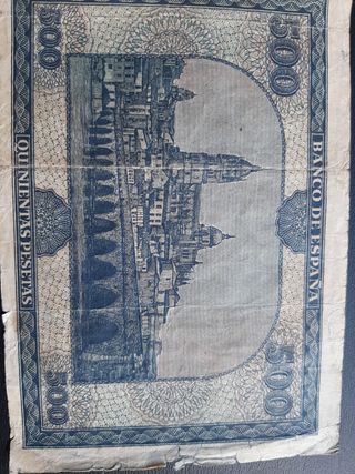 BILLETE ESPAÑOL DE 500 PESETAS DE 1936 DIFICIL