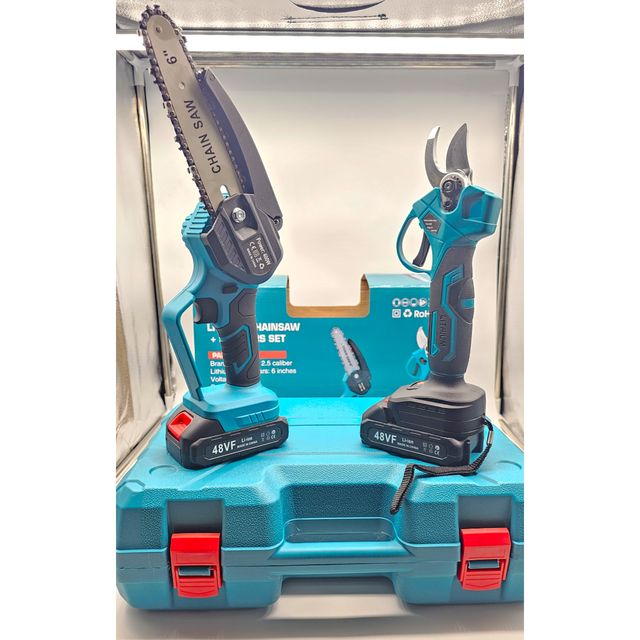 KIT Potatura Forbice e Motosega con 2 Batterie