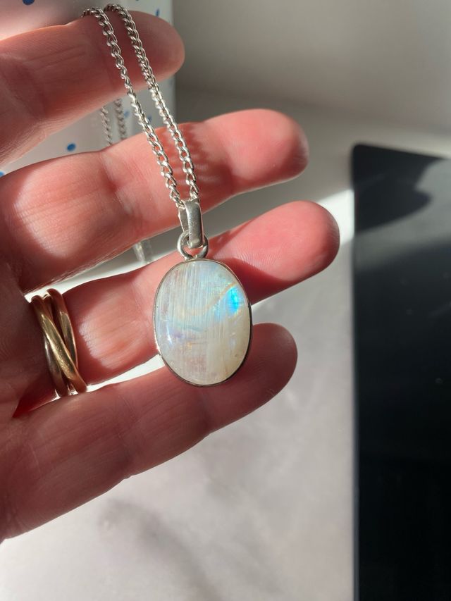 Colgante plata y cadena plata piedra luna