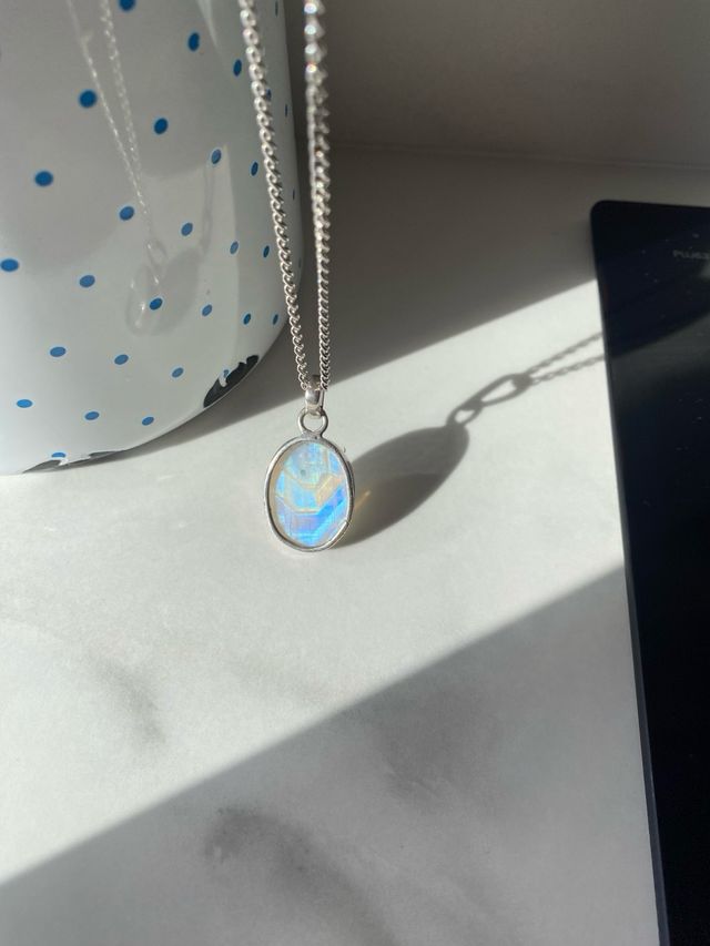 Colgante plata y cadena plata piedra luna