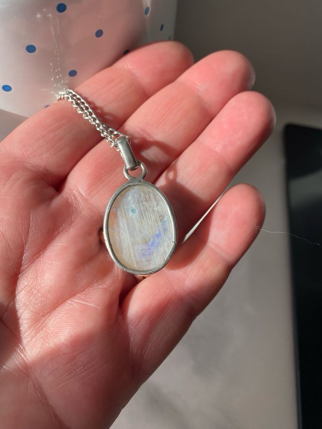 Colgante plata y cadena plata piedra luna