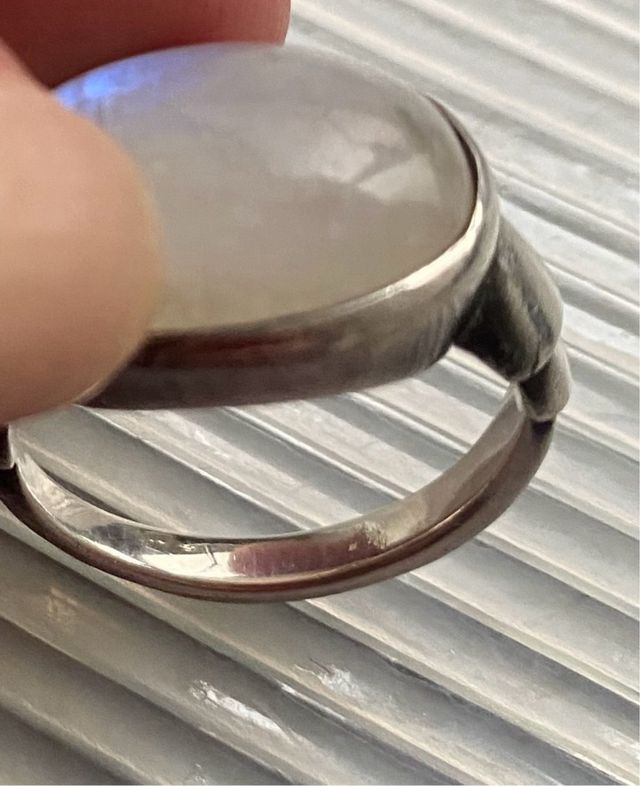 Anillo plata y piedra luna vintage