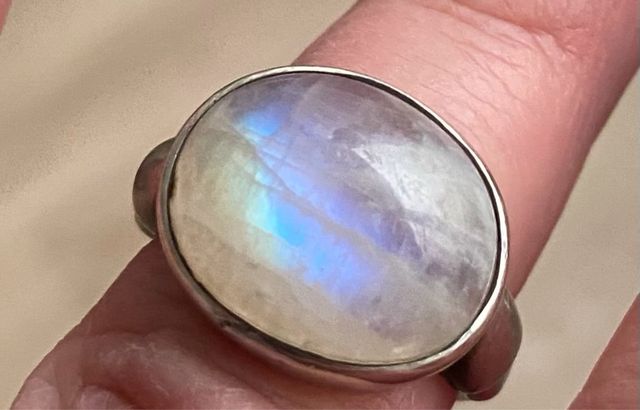 Anillo plata y piedra luna vintage