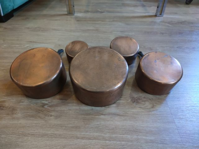 5 Cazos cobre vintage 