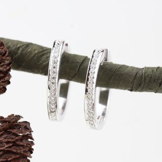 Pendientes aro oro blanco con brillantes