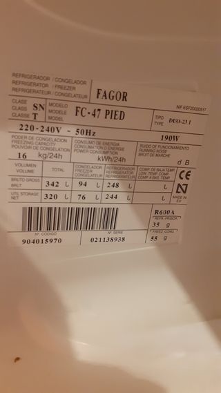 DESPIECE COMPLETO FRIGORÍFICO FAGOR INNOVA