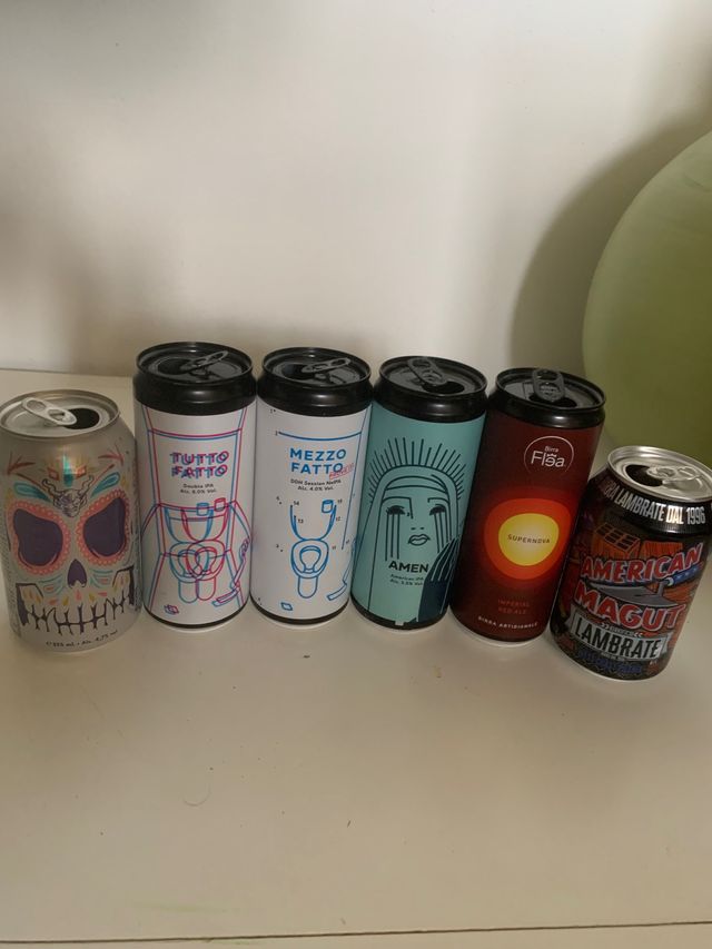 6 lattine birre vuote da collezione