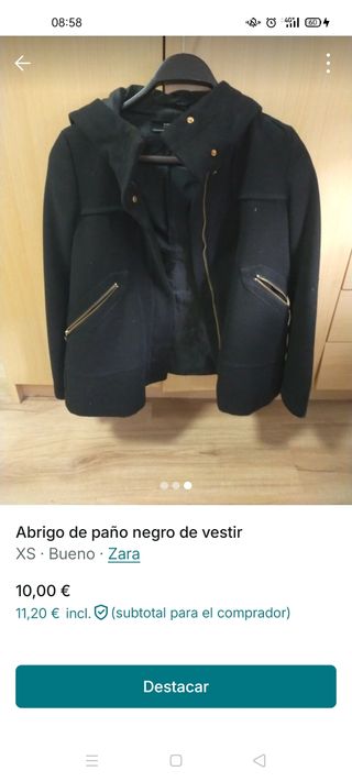 Abrigo negro media cintura