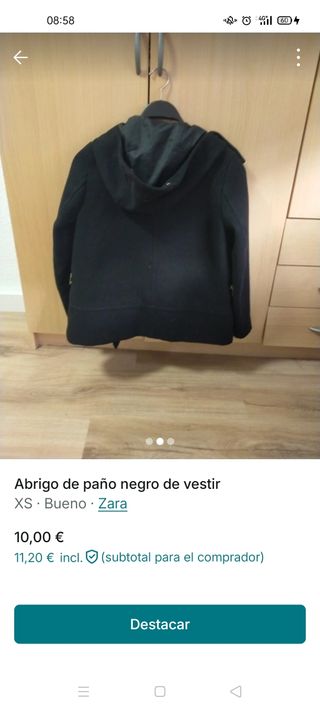 Abrigo negro media cintura