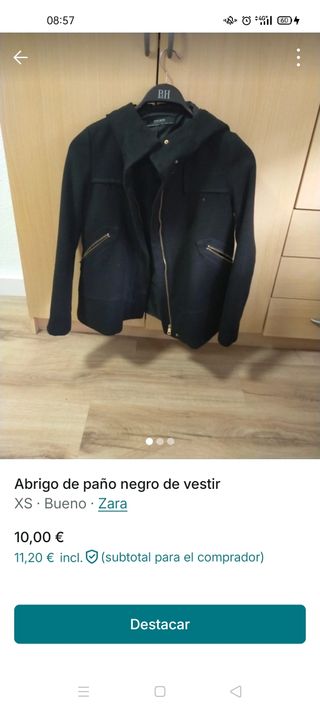 Abrigo negro media cintura