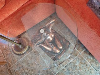 Mesa de bronce y cristal segunda mano