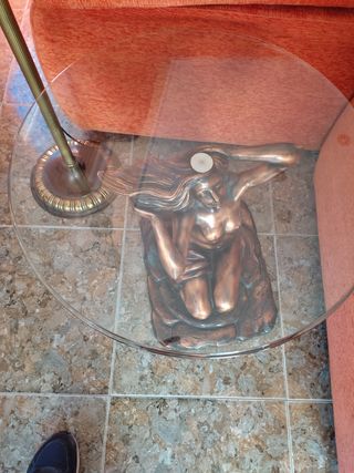 Mesa de bronce y cristal segunda mano