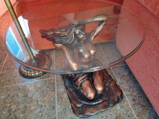 Mesa de bronce y cristal segunda mano