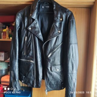 CAZADORA CUERO ZARA BIKER TALLA L