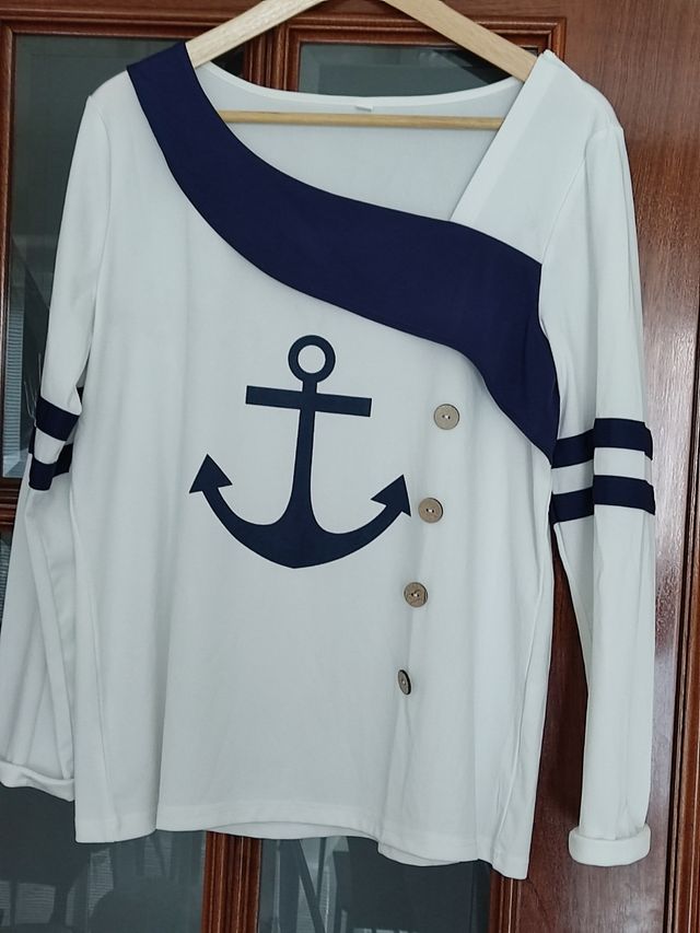 Camiseta estilo marinero, talla XL