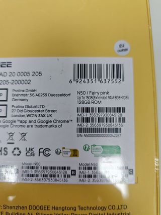 Telefono Movil DOOGEE-N50 (15gb+128gb) #042257