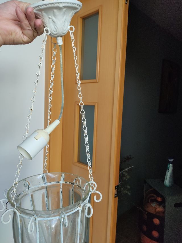 Lampara de cristal y hierro,