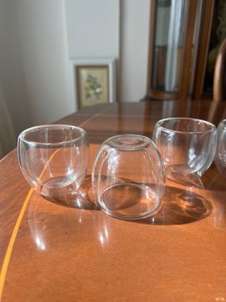 6 vasos con doble pared transparente de vidrio.