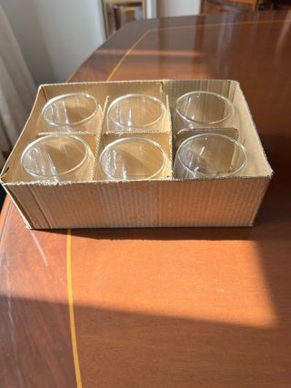 6 vasos con doble pared transparente de vidrio.
