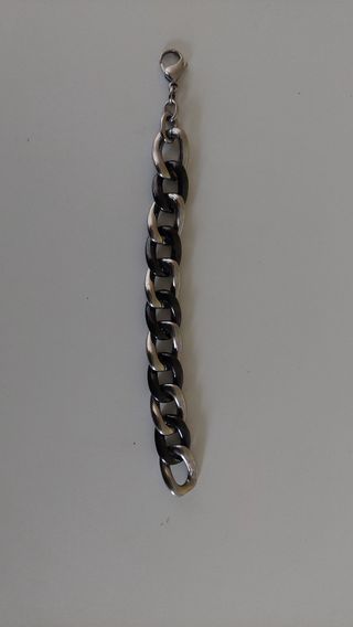 Pulsera Lotus gris claro y oscuro. Acero inoxidabl