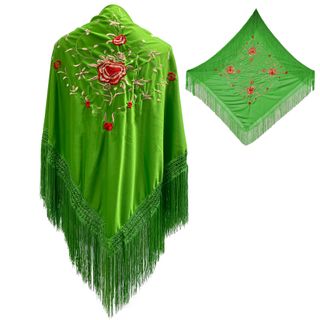 Mantón Cuadrado Bordado en Flores para Flamenco