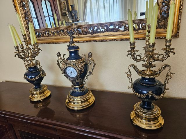 JUEGO RELOJ Y CANDELABROS
