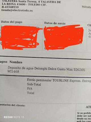 Recambio deposito agua cafetera Dolce gusto