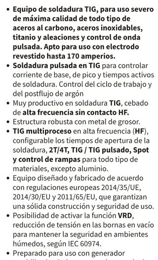 Grupo inverter de alta frecuencia TIG