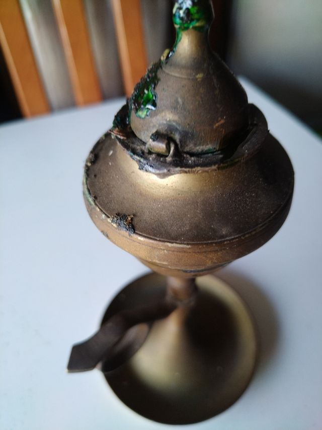 Lámpara latón de aceite candil antigua