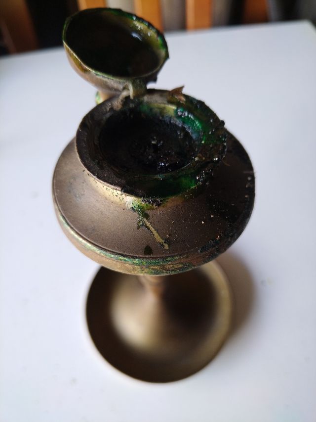 Lámpara latón de aceite candil antigua