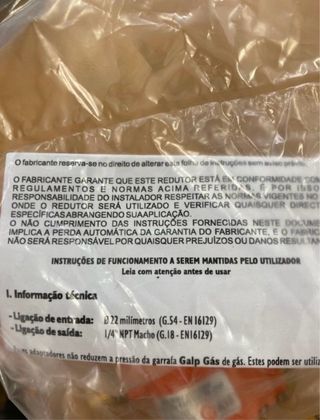 Adaptador horizontal gás Galp Type 511