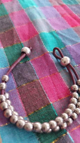 Pulsera de cuero granate y acero