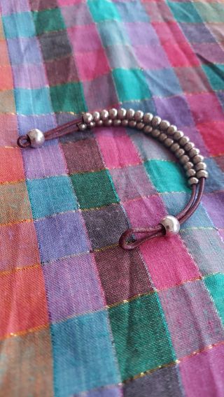 Pulsera de cuero granate y acero