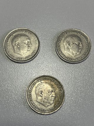 Lote de 3 monedas de 25 Pesetas de Franco (1959, 1