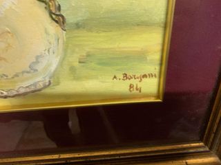 Quadro olio su tela vaso di fiori