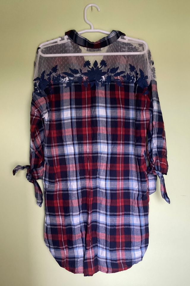 Top largo/vestido corto de cuadros, marca Zara, M