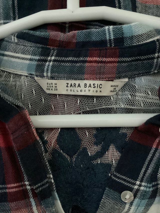 Top largo/vestido corto de cuadros, marca Zara, M